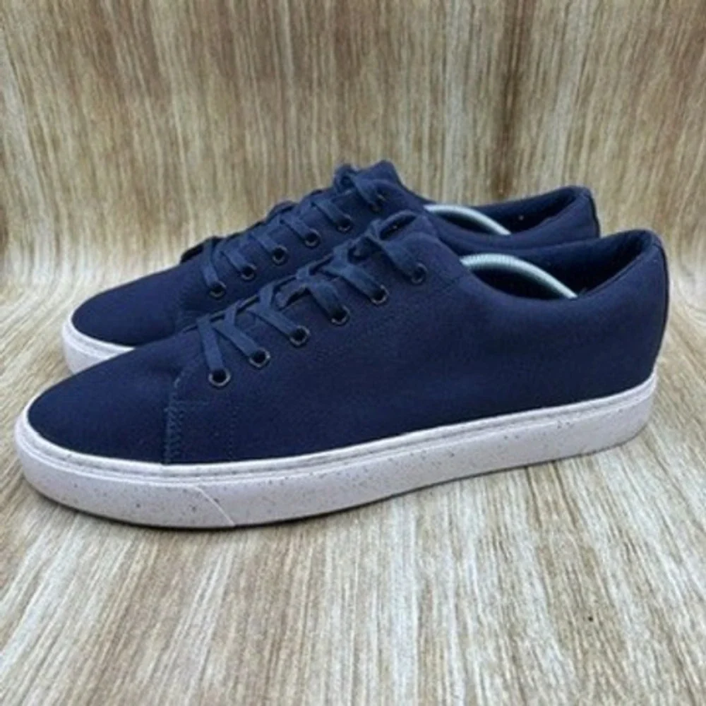 J. Crew Canvas Sneakers Men's Size 12 Navy Blue Canvas Lace Up Sneakers Shoes - Picture 3 of 10